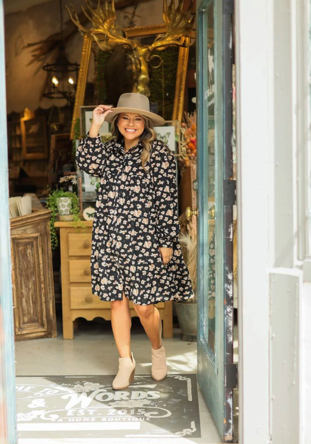 Abstract Floral Tiered Dress